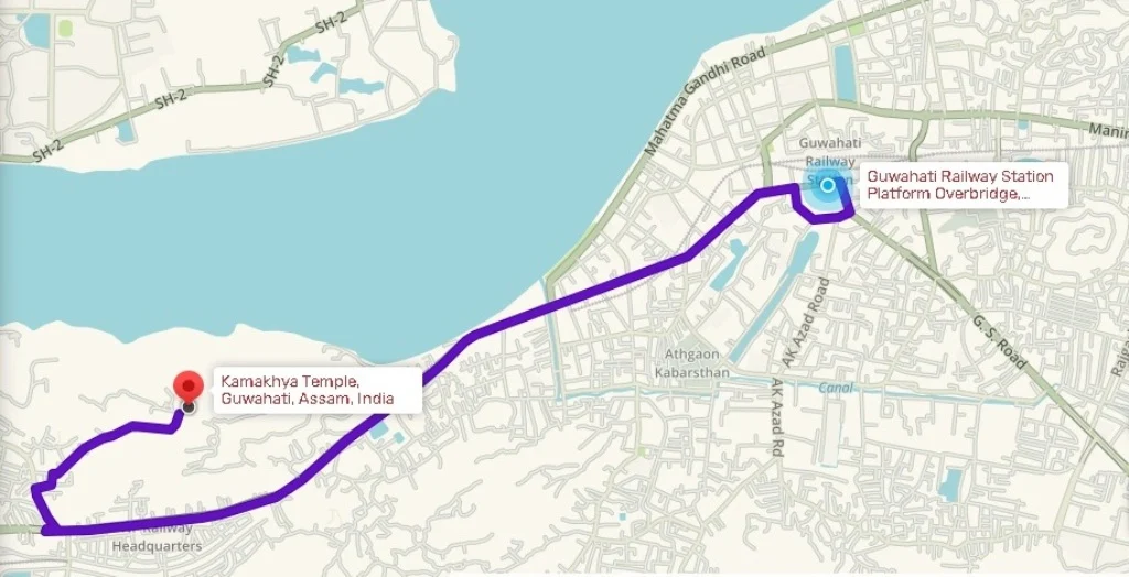 Guwahati-Railway-Station-To-Kamakhya-Temple-Route